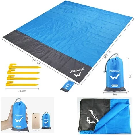 KARTOKNER Tapis De Camping Imperméable 140 × 200 Cm Couverture De Pique-nique Tapis De Camping Résistant Au Sable Couverture De Plage Tapis De Pique-nique Extérieur Pour Voyage, Camping Bleu 3 KARTOKNER Tapis De Camping Imperméable 140 × 200 Cm Couverture De Pique-nique Tapis De Camping Résistant Au Sable Couverture De Plage Tapis De Pique-nique Extérieur Pour Voyage, Camping Bleu – Image 3