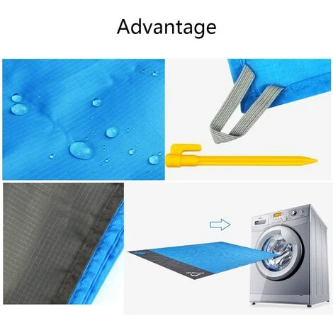 KARTOKNER Tapis De Camping Imperméable 140 × 200 Cm Couverture De Pique-nique Tapis De Camping Résistant Au Sable Couverture De Plage Tapis De Pique-nique Extérieur Pour Voyage, Camping Bleu 5 KARTOKNER Tapis De Camping Imperméable 140 × 200 Cm Couverture De Pique-nique Tapis De Camping Résistant Au Sable Couverture De Plage Tapis De Pique-nique Extérieur Pour Voyage, Camping Bleu – Image 5