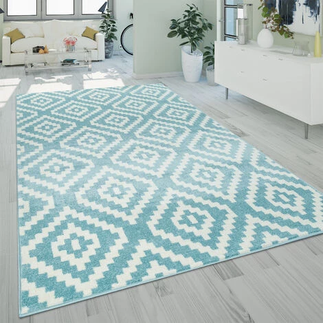 Paco Home Tapis À Poils Ras Salon Moderne Géométrique Motif Losanges En Pastel Bleu 60x100 Cm 1 Paco Home Tapis À Poils Ras Salon Moderne Géométrique Motif Losanges En Pastel Bleu 60x100 Cm