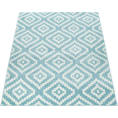 Paco Home Tapis À Poils Ras Salon Moderne Géométrique Motif Losanges En Pastel Bleu 60x100 Cm 5 Paco Home Tapis À Poils Ras Salon Moderne Géométrique Motif Losanges En Pastel Bleu 60x100 Cm – Image 5