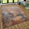 Paco Home Tapis, Tapis Poils Ras Pour Salon, Aspect Usé, Style Ethnique, Coloré 60x100 Cm
