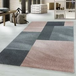 EFOR SQUARE - Tapis à Formes Géométrique - Rose & Gris 120 X 170 Cm