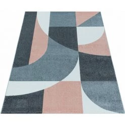 ALLOTAPIS Tapis Géométrique De Salon Scandinave Grosbec Rose 140x200 - Rose -Tapis et paillasson Soldes 53288544 3