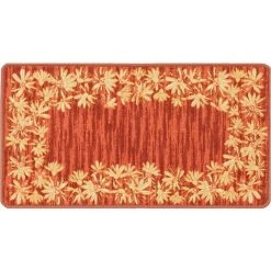 Baroni Home Tapis De Cuisine Antidérapant, Lavable, Tapis Décoré Avec Fleurs 50x100 Cm - Orange