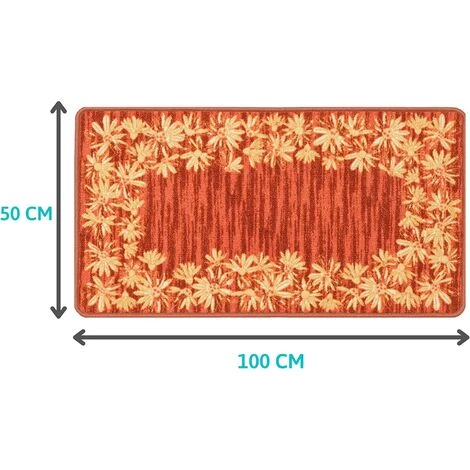 Baroni Home Tapis De Cuisine Antidérapant, Lavable, Tapis Décoré Avec Fleurs 50x100 Cm - Orange 4 Baroni Home Tapis De Cuisine Antidérapant, Lavable, Tapis Décoré Avec Fleurs 50x100 Cm - Orange – Image 4