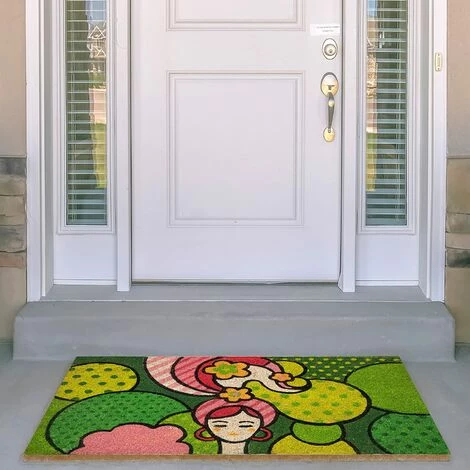 Baroni Home Paillasson D’extérieur Entrée Maison En Coco Peint à La Main Dans Le Style Sicilien 70x40 Cm Facile à Nettoyer Et Super Résistant - Pop Girl/Fille Vert Et Rose 2 Baroni Home Paillasson D’extérieur Entrée Maison En Coco Peint à La Main Dans Le Style Sicilien 70x40 Cm Facile à Nettoyer Et Super Résistant - Pop Girl/Fille Vert Et Rose – Image 2