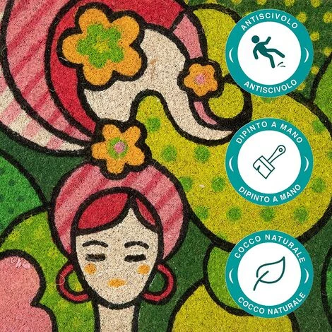 Baroni Home Paillasson D’extérieur Entrée Maison En Coco Peint à La Main Dans Le Style Sicilien 70x40 Cm Facile à Nettoyer Et Super Résistant - Pop Girl/Fille Vert Et Rose 4 Baroni Home Paillasson D’extérieur Entrée Maison En Coco Peint à La Main Dans Le Style Sicilien 70x40 Cm Facile à Nettoyer Et Super Résistant - Pop Girl/Fille Vert Et Rose – Image 4