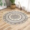 TANABATA Tapis Rond Mandala - En Coton - Style Bohème - Diamètre : 92 Cm