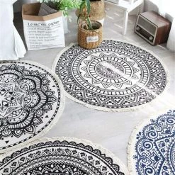 TANABATA Tapis Rond Mandala - En Coton - Style Bohème - Diamètre : 92 Cm 7 TANABATA Tapis Rond Mandala - En Coton - Style Bohème - Diamètre : 92 Cm -Tapis et paillasson Soldes 53350492 3