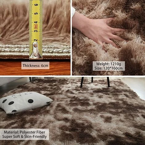 TANABATA Tapis Chambre Shaggy, Soft Tapis à Poils Longs, Tapis Salon, Moelleux Tapis Extra Doux & Confortable, Tapis Intérieur Moelleux Épais, Pour Salon Chambre Filles Enfants (Marron, 120*160cm) 2 TANABATA Tapis Chambre Shaggy, Soft Tapis à Poils Longs, Tapis Salon, Moelleux Tapis Extra Doux & Confortable, Tapis Intérieur Moelleux Épais, Pour Salon Chambre Filles Enfants (Marron, 120*160cm) – Image 2