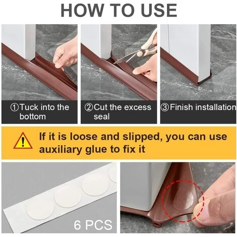 ALMI Bande InsonoriséE De Bas De Porte Bouchon De Porte Coupe-Vent Peut Efficacement Empêcher Le Vent, Poussière, Insectes Et L'isolation Phonique (Double, Brown) 4 ALMI Bande InsonoriséE De Bas De Porte Bouchon De Porte Coupe-Vent Peut Efficacement Empêcher Le Vent, Poussière, Insectes Et L'isolation Phonique (Double, Brown) – Image 4