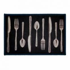 DOUCEUR D'INTRIEUR Tapis De Cuisine (60 Cm) Couverts Noir