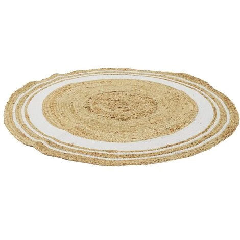 THE HOME DECO FACTORY Tapis Rond Jute Coton Blanc D90 - Beige 3 THE HOME DECO FACTORY Tapis Rond Jute Coton Blanc D90 - Beige – Image 3