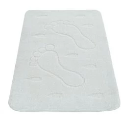 Paco Home Tapis Salle De Bain Moderne Antidérapant Tapis De Bain Empreintes De Pas Uni Blanc Ø 80 Cm Rond -Tapis et paillasson Soldes 53805296 4