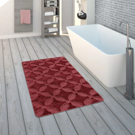 Paco Home Tapis De Bain, Tapis À Poils Ras Pour Salle De Bain Uni Antidérapant, Rouge 40x55 Cm 1 Paco Home Tapis De Bain, Tapis À Poils Ras Pour Salle De Bain Uni Antidérapant, Rouge 40x55 Cm