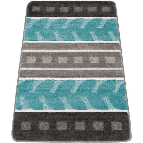 Paco Home Tapis De Bain, Tapis Poils Ras Pour Salle De Bain Avec Motif, Look 3D Gris Bleu 70x120 Cm 5 Paco Home Tapis De Bain, Tapis Poils Ras Pour Salle De Bain Avec Motif, Look 3D Gris Bleu 70x120 Cm – Image 5