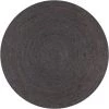 LANGRAY Tapis Fait à La Main Jute Rond 120 Cm Gris Foncé Maison & Jardin