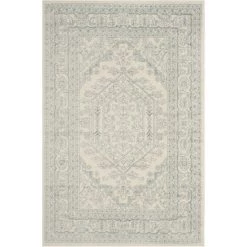 Tapis D'intérieur Médaillon Tissé à La Puissance, Collection Adirondack, ADR108, En Ivoire & Ardoise, 122 X 183 Cm Par SAFAVIEH - Ivoire & Ardoise