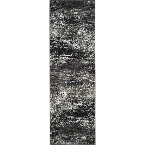 Tapis D'intérieur Abstrait Moderne Tissé à La Puissance, Collection Adirondack, ADR112, En Argenté & Noir, 76 X 244 Cm Par SAFAVIEH - Argenté & Noir 1 Tapis D'intérieur Abstrait Moderne Tissé à La Puissance, Collection Adirondack, ADR112, En Argenté & Noir, 76 X 244 Cm Par SAFAVIEH - Argenté & Noir