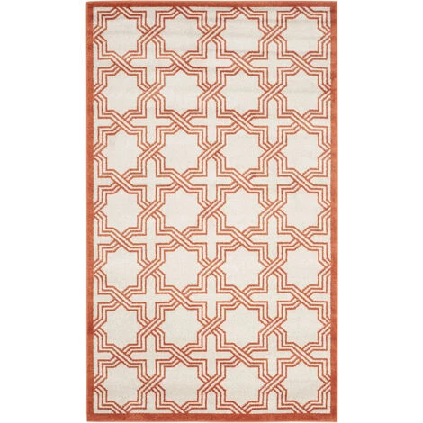 Tapis D'intérieur/extérieur Géométrique Tissé à La Puissance, Collection Amherst, AMT413, En Ivoire & Orange, 122 X 183 Cm Par SAFAVIEH - Ivoire & Orange 1 Tapis D'intérieur/extérieur Géométrique Tissé à La Puissance, Collection Amherst, AMT413, En Ivoire & Orange, 122 X 183 Cm Par SAFAVIEH - Ivoire & Orange