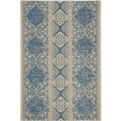 Tapis D'intérieur/extérieur De Transition Tissé à La Puissance, Collection Maison De Plage, BHS174, En Crème & Bleu, 79 X 152 Cm Par SAFAVIEH - Crème & Bleu