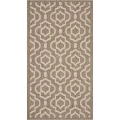 Tapis D'intérieur/extérieur Treillis Tissé à La Puissance, Collection Cour, CY6926, En Marron & Beige, 79 X 152 Cm Par SAFAVIEH - Marron & Beige