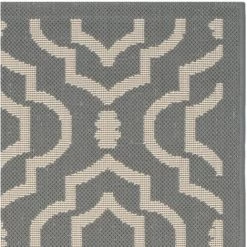 Tapis D'intérieur/extérieur Treillis Tissé à La Puissance, Collection Cour, CY6926, En Gris Anthracite & Beige, 79 X 152 Cm Par SAFAVIEH - Gris Anthracite & Beige -Tapis et paillasson Soldes 53862181 3
