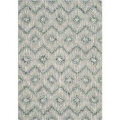 Tapis D'intérieur/extérieur Contemporain Tissé à La Puissance, Collection Cour, CY8463, En Gris & Bleu, 122 X 170 Cm Par SAFAVIEH - Gris & Bleu