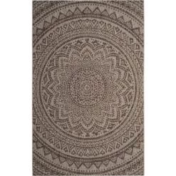 Tapis D'intérieur/extérieur Contemporain Tissé à La Puissance, Collection Cour, CY8734, En Beige Clair & Marron Clair, 79 X 152 Cm Par SAFAVIEH - Beige Clair & Marron Clair