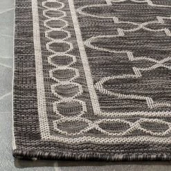 Tapis D'intérieur/extérieur Contemporain Tissé à La Puissance, Collection Cour, CY8871, En Noir & Beige, 79 X 152 Cm Par SAFAVIEH - Noir & Beige -Tapis et paillasson Soldes 53862343 3