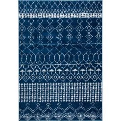 Tapis D'intérieur Bohème Chic Tissé à La Puissance, Collection Tulum, TUL229, En Bleu Marine & Ivoire, 160 X 229 Cm Par SAFAVIEH - Bleu Marine & Ivoire