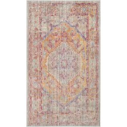 Tapis D'intérieur Bohème Chic Tissé à La Puissance, Collection Windsor, WDS307, En Gris & Or, 122 X 183 Cm Par SAFAVIEH - Gris & Or
