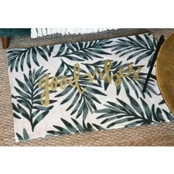 HOMEMAISON Tapis Déco Esprit Feuillage Ecru 60 X 90cm - Ecru