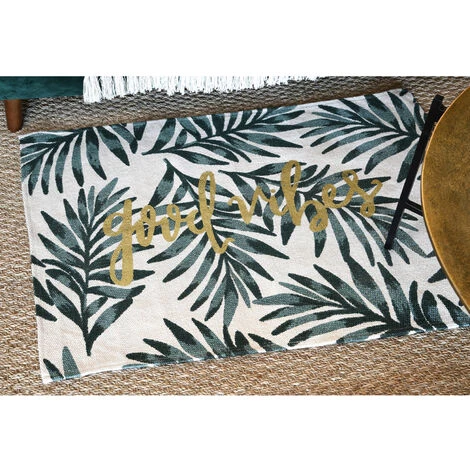 HOMEMAISON Tapis Déco Esprit Feuillage Ecru 60 X 90cm - Ecru 1 HOMEMAISON Tapis Déco Esprit Feuillage Ecru 60 X 90cm - Ecru