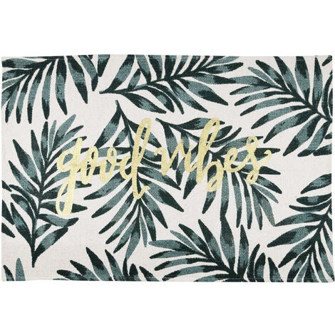 HOMEMAISON Tapis Déco Esprit Feuillage Ecru 60 X 90cm - Ecru 2 HOMEMAISON Tapis Déco Esprit Feuillage Ecru 60 X 90cm - Ecru – Image 2