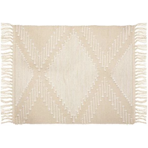 HOMEMAISON Tapis Frangé En Coton Et Lurex Cuivré Naturel 60 X 90 Cm - Naturel 1 HOMEMAISON Tapis Frangé En Coton Et Lurex Cuivré Naturel 60 X 90 Cm - Naturel