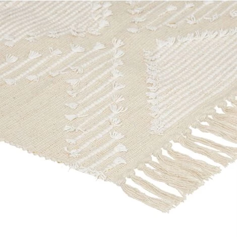 HOMEMAISON Tapis Frangé En Coton Et Lurex Cuivré Naturel 60 X 90 Cm - Naturel 2 HOMEMAISON Tapis Frangé En Coton Et Lurex Cuivré Naturel 60 X 90 Cm - Naturel – Image 2