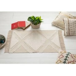 HOMEMAISON Tapis Frangé En Coton Et Lurex Cuivré Naturel 60 X 90 Cm - Naturel 5 HOMEMAISON Tapis Frangé En Coton Et Lurex Cuivré Naturel 60 X 90 Cm - Naturel -Tapis et paillasson Soldes 53908191 3