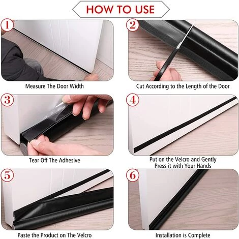 VERSAILLESFR 96cm Bas De Porte Unilatéral Avec Joint Auto-Adhésif Weather Stripping Door Seal Strip Boudin De Porte Stop Froid Protection Contre Les Courants D’air Et Le Bruit Noir ,Versailles 3 VERSAILLESFR 96cm Bas De Porte Unilatéral Avec Joint Auto-Adhésif Weather Stripping Door Seal Strip Boudin De Porte Stop Froid Protection Contre Les Courants D’air Et Le Bruit Noir ,Versailles – Image 3