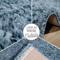 Paco Home Tapis Shaggy Tapis De Salon Poil Long Doux Moderne Motif Monochrome Bleu 60x100 Cm -Tapis et paillasson Soldes 53932043 5