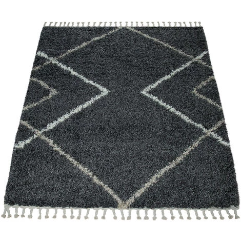 Paco Home Tapis Salon Gris Poils Longs Design Losanges Style Scandinave Shaggy À Franges 60x100 Cm 5 Paco Home Tapis Salon Gris Poils Longs Design Losanges Style Scandinave Shaggy À Franges 60x100 Cm – Image 5