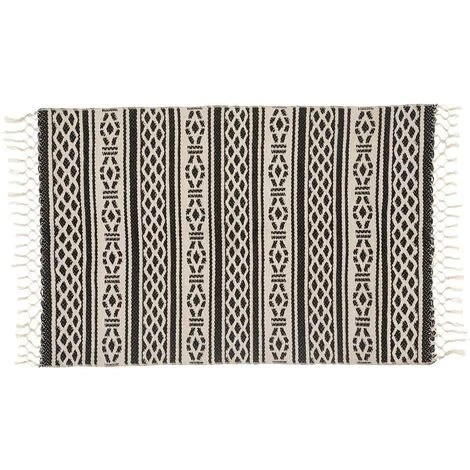 ATMOSPHERA, CRÉATEUR D'INTÉRIEUR Tapis Coton Jacquard Tropi 60x90 Noir - Noir 1 ATMOSPHERA, CRÉATEUR D'INTÉRIEUR Tapis Coton Jacquard Tropi 60x90 Noir - Noir
