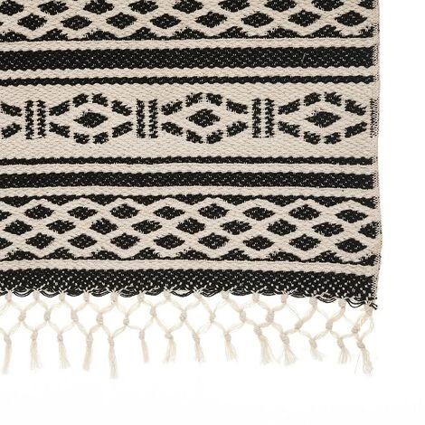 ATMOSPHERA, CRÉATEUR D'INTÉRIEUR Tapis Coton Jacquard Tropi 60x90 Noir - Noir 2 ATMOSPHERA, CRÉATEUR D'INTÉRIEUR Tapis Coton Jacquard Tropi 60x90 Noir - Noir – Image 2