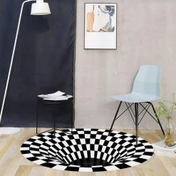 LANGRAY Tapis Illusion 3D Pour Salon, Antidérapant, Sans Perte, Tapis Moelleux Hirsute, Tapis De Salle à Manger De Chambre à Coucher, Tapis De Sol De Cuisine 80*80cm