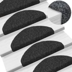 Hommoo Tapis Autoadhesifs De Marches 5 Pcs Noir 65x21x4 Cm Aiguillete