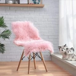 READCLY Tapis En Fausse Fourrure Carpette Moelleuse Chambre à Coucher, Salon, Crèche | Décoratif Coussin De Chaise Canapé Natte (Rose, 60x90cm)
