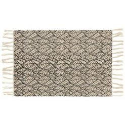 DOUCEUR D'INTÉRIEUR Tapis à Franges 60x90 Cm Kalinda Noir Coton Jute - Noir