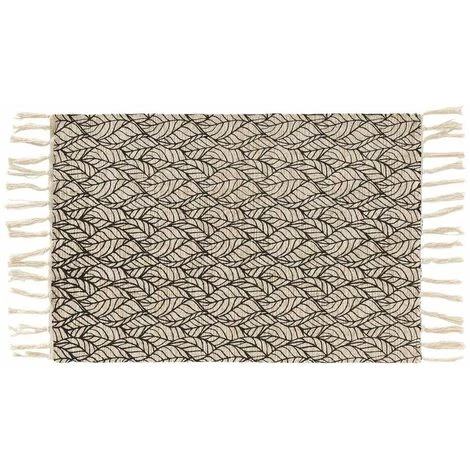 DOUCEUR D'INTÉRIEUR Tapis à Franges 60x90 Cm Kalinda Noir Coton Jute - Noir 1 DOUCEUR D'INTÉRIEUR Tapis à Franges 60x90 Cm Kalinda Noir Coton Jute - Noir