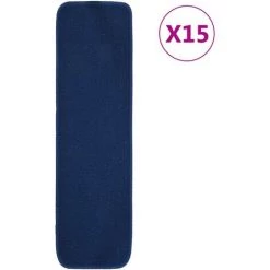 VidaXL Tapis D'escalier 15 Pcs 70x20 Cm Bleu Marine Rectangulaire - Bleu