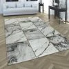 Paco Home Tapis Salon Or Gris Motif Diamants Doux Marbre Design Moucheté À Poil Court 80x150 Cm